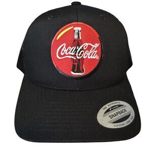 Coca-Cola Black Snapback Adjustable Hat Mesh Back Yupoong Classic Cap